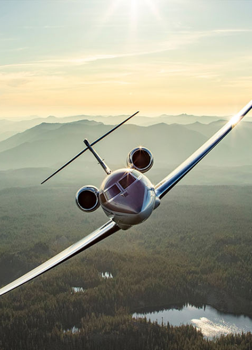 Private jet flying